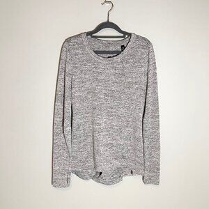 90 Degree cutout back long sleeve thin lightweight pullover top with thumb holes